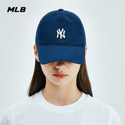 MLB official Yu Shuxin's same style for men and women, fashionable and versatile soft top baseball cap sun visor outdoor autumn CP77 New York Yankees/Navy Blue One Size