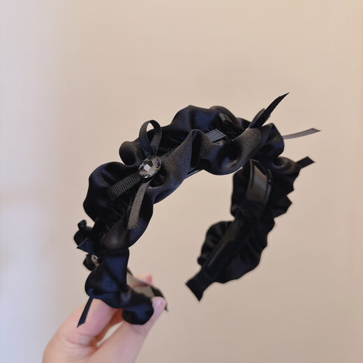 
LeMIAO 2024 early spring new product retro acetate satin high-quality Hepburn style exquisite bow hairpin headband women F826-black Hepburn style hairpin