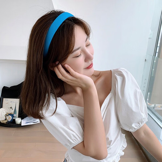 Jiuweiya candy-colored hair hoop Internet celebrity new solid color hair press headband women's face wash hairpin versatile out-and-out hair binding jewelry FG23# royal blue