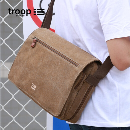Sac à épaule pour hommes décontractés troupes de troupe de troupes pour hommes masculins neuf style masculin crossbody bac masculin de toile de toile de toile horizontale sac à épaule masculine sac grand brun l1585