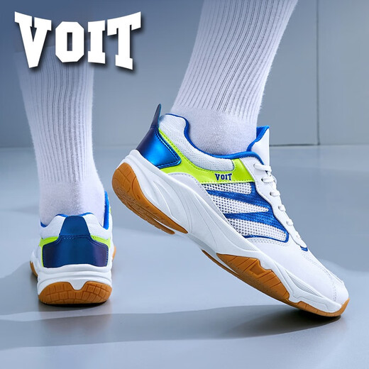 Walter table tennis shoes summer single mesh breathable men's low-top shock-absorbing running shoes non-slip wear-resistant badminton competition sports shoes white blue 988AT 41