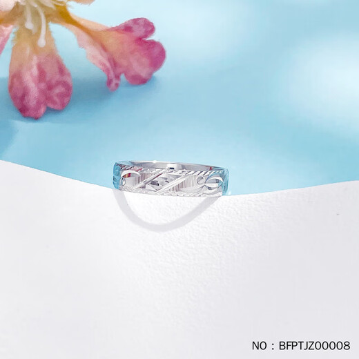 Jibaolou Pt950 platinum couple ring men and women platinum ring car stripe ring ring solid mouth couple ring 5.03g size 18