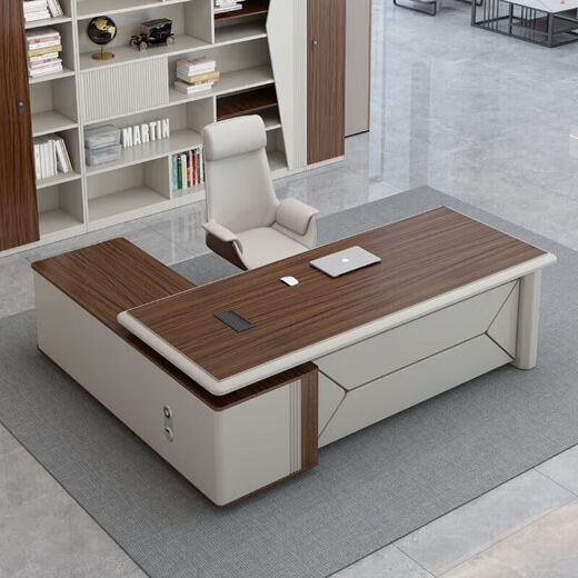 Light luxury boss table, simple and modern office atmosphere, president desk, executive desk, office desk and chair combination B06# light luxury style 1.8m boss table (with side cabinets)