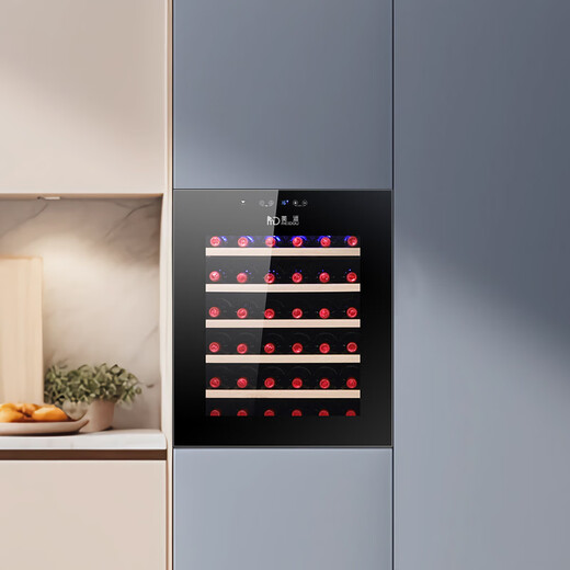 Meitu first-level energy efficiency fully embedded red wine cabinet constant temperature wine cabinet silent small household air-cooled ice bar 36 pieces / 696 high / electric door