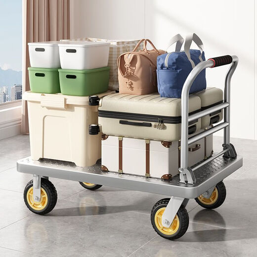 GREENER steel plate trolley, cargo trolley, flatbed truck, household trolley, portable foldable foldable trailer, steel plate 73X48/5 inch silent wheel 1550Jin Jin equals 0.5kg