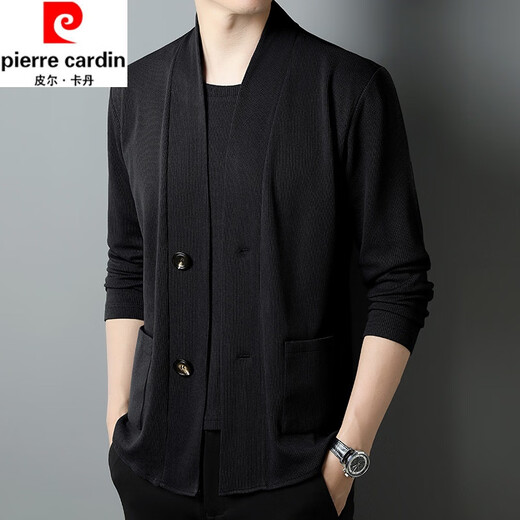 皮尔卡丹（pierre cardin）男士假两件羊毛针织开衫春秋季新款纯色韩版毛衣商务休闲百搭上衣 驼色8816 3XL 185【建议165-180斤】