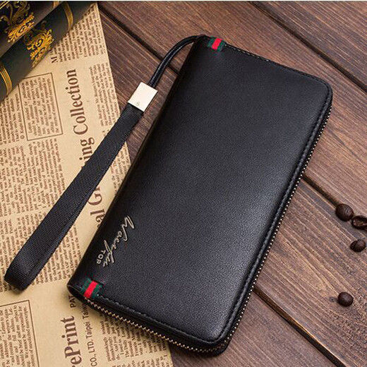 Knusprige Gruppengruppe Herren Brieftasche Herren Lange Reißverschluss Brieftasche Jugend Multi-Card-Handtasche Herren Großkapazität Herren Brieftasche einfache braune Farbe 2