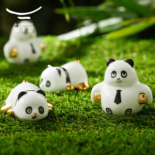 Yongfengyuan (auratic) Chinese tea set accessories, panda doll, tea pet, gift box packaging, desk tea table ornaments, Winwin cat ornaments (55mm-D style)