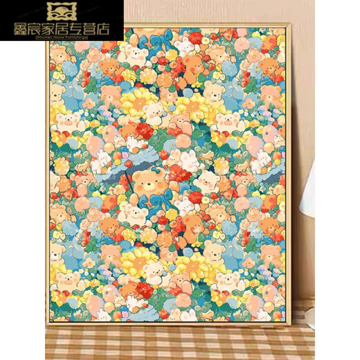 奈趣【庄园茶花会/街角小】diy数字油画高难度手工diy丙烯颜料装饰画 金色 Z677 图书馆 40*50CM实木内框+画笔颜料