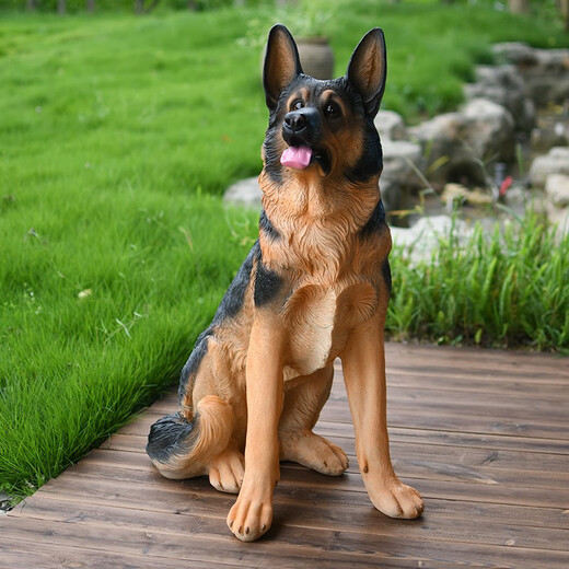 Yue Jixiang Simulation Dog Ornaments Garden Decorations Lucky New Year Lucky Dog Golden Retriever Sculpture Crafts 6001 Sitting Extra Large German Shepherd (Height 0.89 Meters)