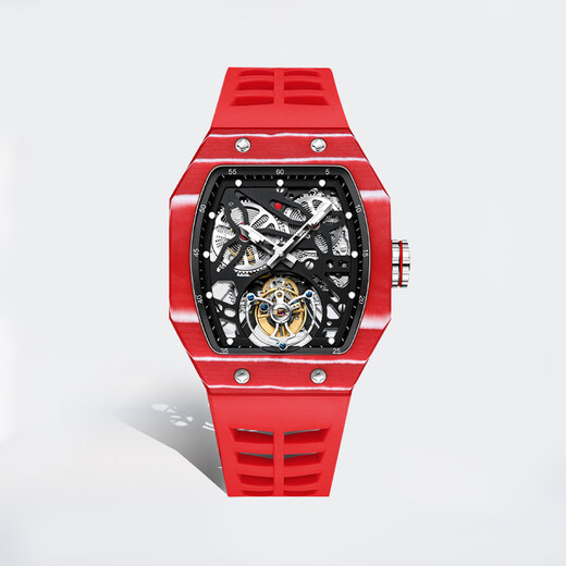 伊索（AESOP）瑞士认证品牌男士手表男酒桶型手动陀飞轮机械表夜光镂空高档名表 黑色壳-7036【真 · 陀飞轮机芯】