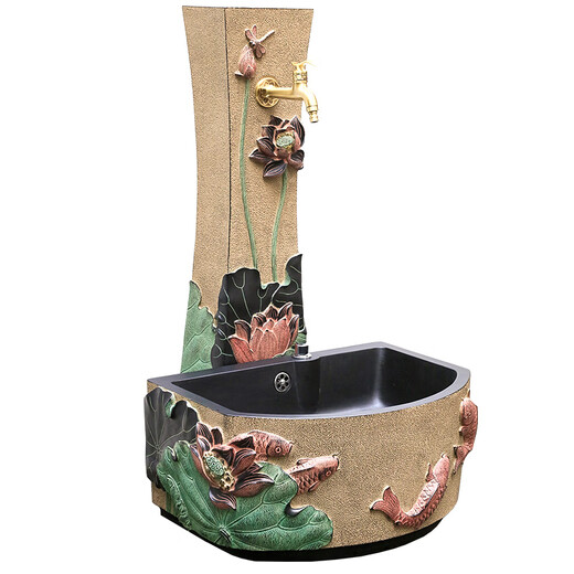 Zhishi new Chinese style vertical faucet outdoor courtyard mop pool villa garden column anti-freeze crack floor water bolt watering flowers W017-1 Yuyue lotus pond mop pool A type