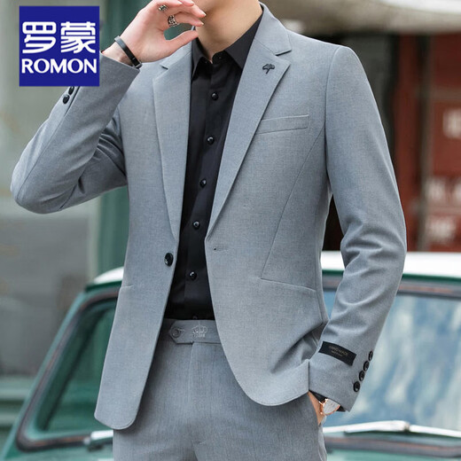 ROMON casual suit men's Korean style trendy ins handsome black small suit jacket top single men's black single top XL (125-135Jin Jin is equal to about 0.5 kg)