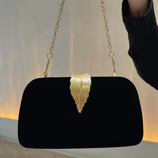 Kuqidaishu Temperamento de celebridades Bolsos de embrague Bolsas para mujeres Fiesta de la fiesta Black Night Night Bag Cheongsam combinada con vestido de noche Bolso negro de hoja pequeña