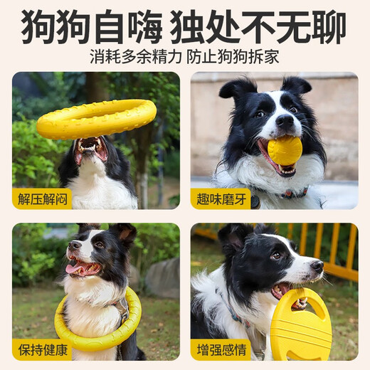 Qi Oh dog toy ball bite-resistant Frisbee pull ring pet border collie toy to relieve boredom self-pleasure tool molar dog training toy interactive pull ring large size 29cm