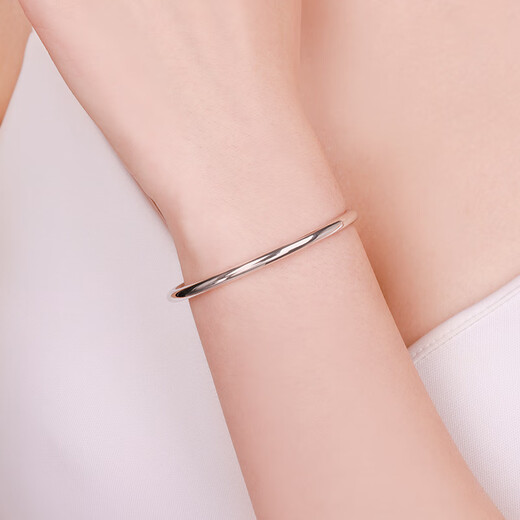 CHINA GOLD PT950 Small Perfection Platinum Bracelet Plain Ring Bracelet as Birthday Gift for Girlfriend and Wife #56 About 15g. If the weight is less, please pay more.