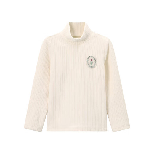 DEESHA children's clothing girls' tops 2025 autumn children's polar fleece candy color half turtleneck long-sleeved T-shirt beige 84 120