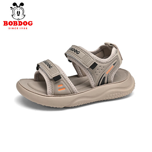 BOBDOG boys' shoes, children's sandals, summer style, boys' fashionable Velcro open-toe sandals, non-slip, lightweight beach shoes, trendy TS6004 light brown 27, inner length 17cm