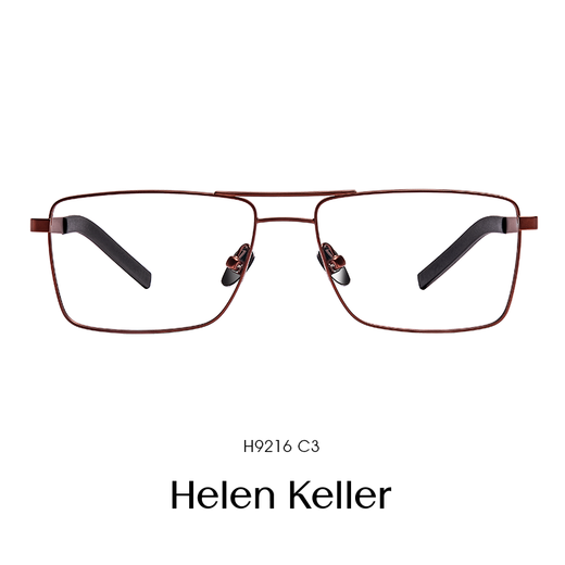 Helen Keller (Helen Keller) Doppelstrahl großer Rahmen Myopie-Brillen modische, vielseitige altersreduzierende Retro-Brille klar und High-End-Rahmen für Männer und Frauen H9216 H9216 C3-Brown