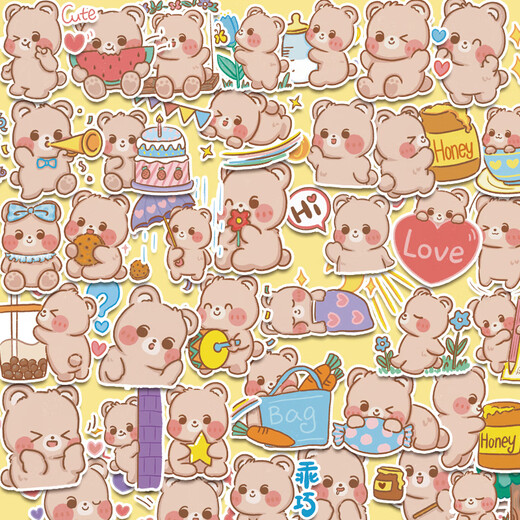 
100 pictures without repeating Korean version of cute rabbit bear stickers little bear rabbit girl heart INS cartoon decorative stickers Monkey Dafu collection 100 pictures TZ13803