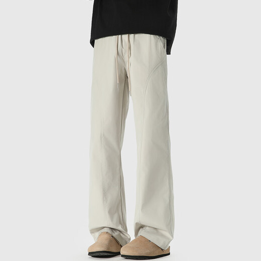 
FOG SKY casual pants for men's autumn drooping and slightly flared pants for trendy loose American diagonal pants for men's wide-leg outdoor straight pants YY-1105 m white regular S (recommended 95-105Jin [Jin equals 0.5 kg])