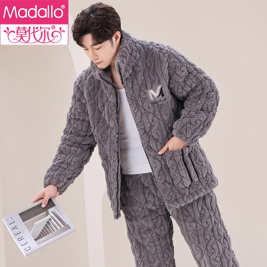 NOUVEAU MODAL MODAL'S MENS'S AUTOMS ET HIVER LE PAJAMES DE COTON À TROIS EN HIRCE CORAL VELVET PLUS VELVET FLANNEL ÉPÉCHÉE VENDEMENTS HOME HOME SUIT D'HIVER M6627 L (170)