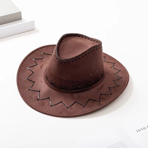 Xinhaorui Western Cowboy Hat Men and Women Spring and Summer Autumn Outdoor Travel Photos Sunshade Knight Hat Tibetan Big Edge Jazz Hat Deep Coffee
