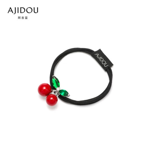 AJIDOU double-layer hair rope red cherry green leaf hair accessories cute style cherry cherry hair accessories for girls