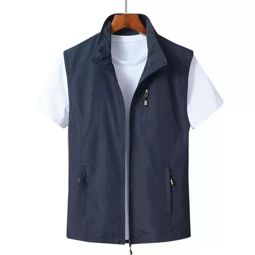 Zewanbang Herrenweste Frühling und Herbst Dünne, lässige, atmungsaktive Pferde-Clip-Jacke für Männer, mittlere und ältere schnell trocknende Weste für die Sommerweste für Männer, dunkelblau L empfohlen 115-135jin [Jin ist 0,5 kg]