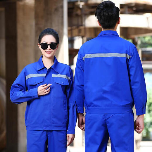 Haoying autumn and winter double-layer work clothes suit men's wear-resistant coat thickened belt lining labor insurance top work clothes factory uniform customization double-layer wide reverse navy blue top 175/XL