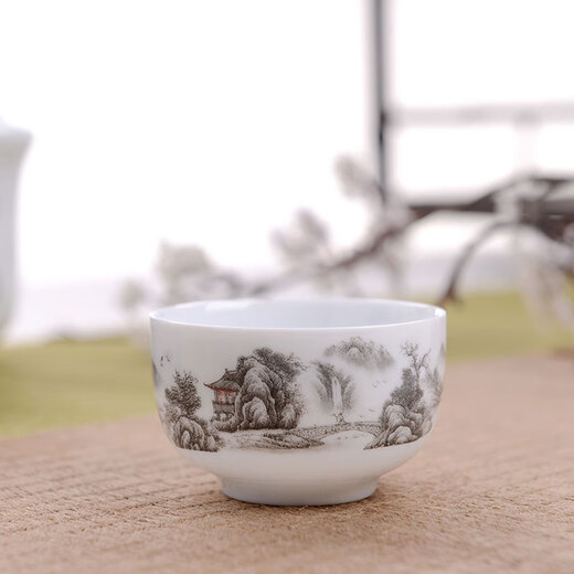 Yufan Jingdezhen ceramic wine warmer hot pot wine cup one or two Chinese Kung Fu tea set single cup rice wine white wine cup pastel fish 50ml wine cup