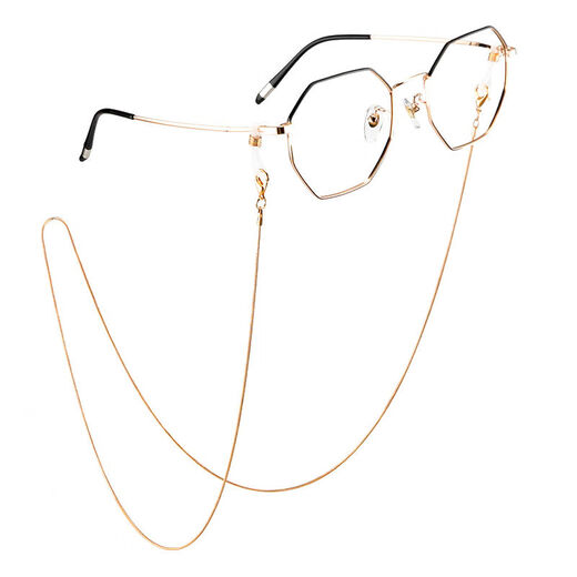 RNRN 2025 new high-definition glasses chain halter neck glasses men's fashionable same style titanium steel internet celebrity drop-proof glasses hanging silver square snake chain glasses chain 1mm wide titanium steel
