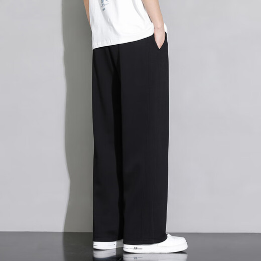 Foss Phil velvet pants men's winter loose thickened straight pants sports drape warm casual pants 901W dark gray L