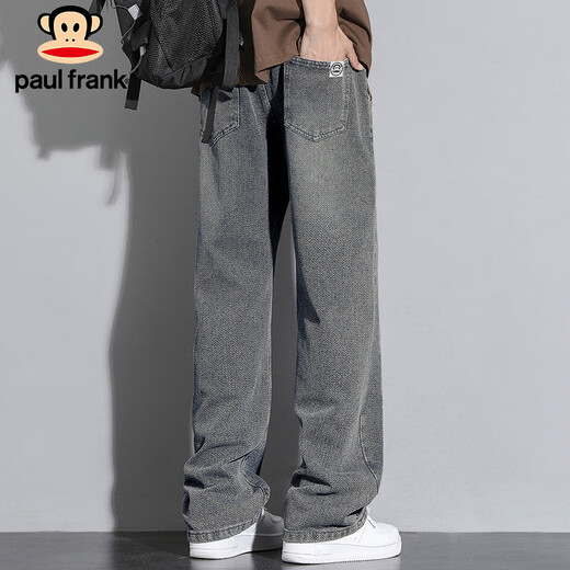 大嘴猴（paul frank）牛仔裤男夏季星空纹裤子男士宽松潮阔腿休闲裤男裤 深复古色 XL