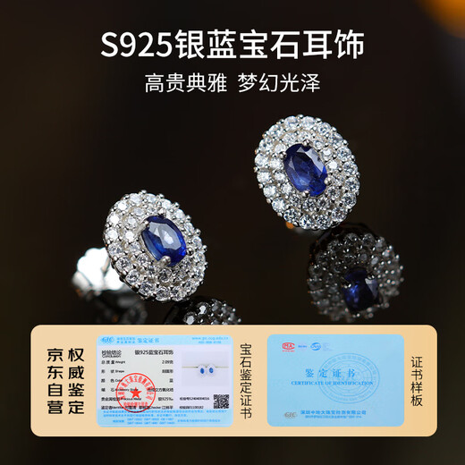 Demi blue sapphire earrings, temperament style earrings, colorful baby girl S925 silver earrings as a gift for your girlfriend