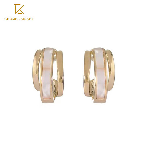 CHOMEL KINSEY's new French mother-of-pearl earrings are light luxury, high-end, double-circle niche, exquisite temperament earrings, Valentine's Day and Chinese Valentine's Day gifts, earrings