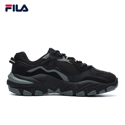 FILA 斐乐官方掠夺者跑步鞋春夏撞色男款休闲运动鞋 黑/中灰-BM 41