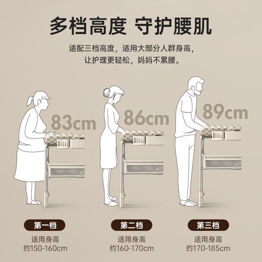 
HAGADAY HAGADAY baby diaper table baby multifunctional care diaper change newborn bath crib khaki milk coffee add storage basket