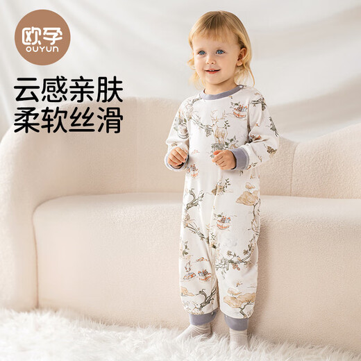 OUYUN baby pure cotton pajamas summer breathable boys and girls jumpsuits children's anti-cold home clothes for all seasons Artist 80cm