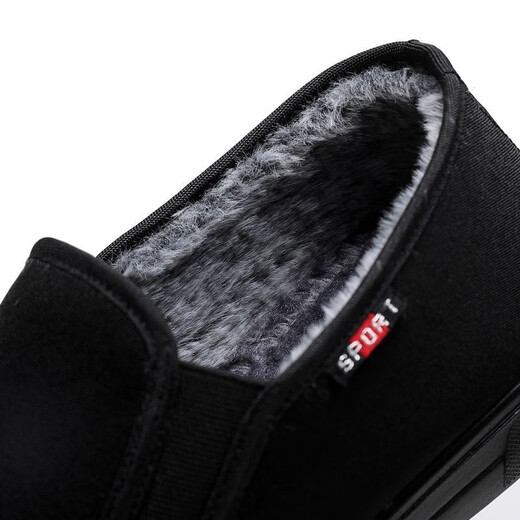 Real people winter old Beijing cloth shoes plus velvet and thickened men's cotton shoes slip-on lazy shoes non-slip soft sole middle-aged and elderly dad shoes 3101-5 men's cotton 40