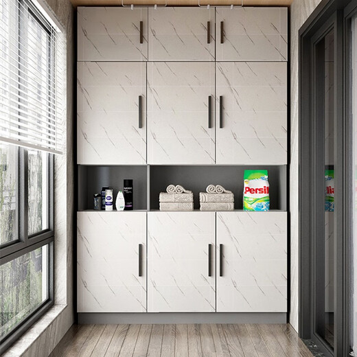 Huang Yusen Balcony Cabinet Balcony Storage Cabinet Balcony Storage Cabinet Integrated Wall Modern Simple Customized Cabinet Storage Cabinet Ordinary Flat Door Customized Price Change Special (Consult Customer Service for Details)