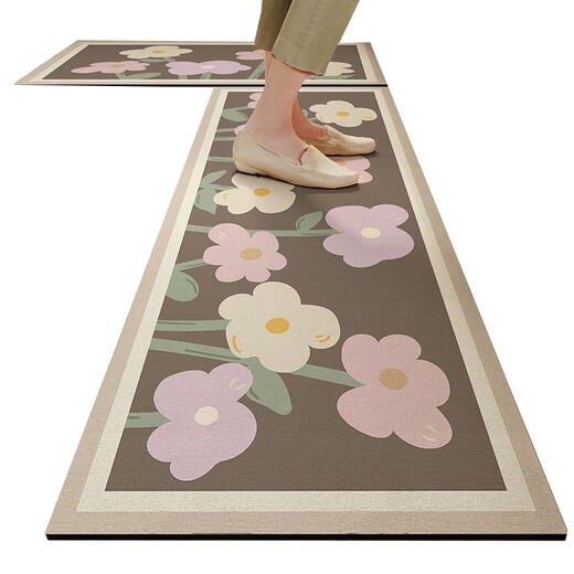 Gudie kitchen special floor mat diatom mud water-absorbing oil-absorbing non-slip mat floor oil-proof long wipeable no-wash foot mat Shengshi Xiaobaihua special-shaped diatom mud kitchen floor mat 45*70+45*150cm (5 yuan off for package)