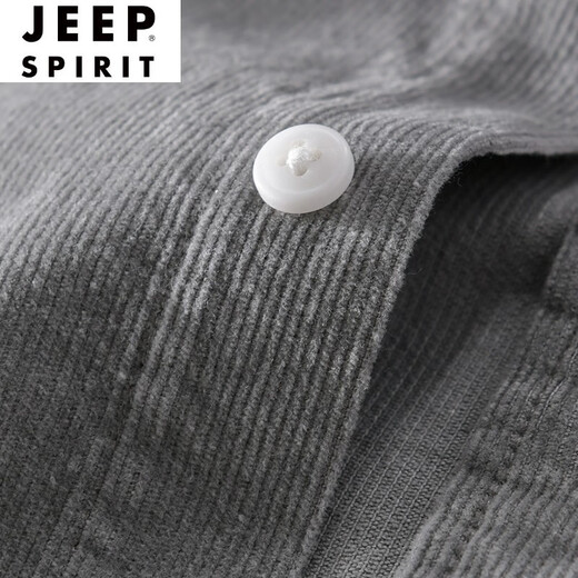 JEEP SPIRIT日系复古纯棉衬衣灯芯绒外套男士春秋季薄款休闲衬衫工装上衣服潮 YY-9755黑灰色 M