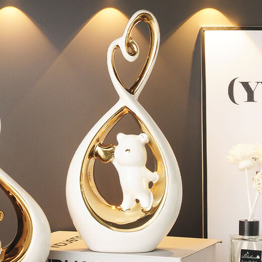 Pameiju Fengshengshui Chuanboat Home Ornaments Entrance Decoration Chinese Living Room TV Cabinet Crafts Housewarming Gift White Fengshengshui Chuan + Love Bears Pair