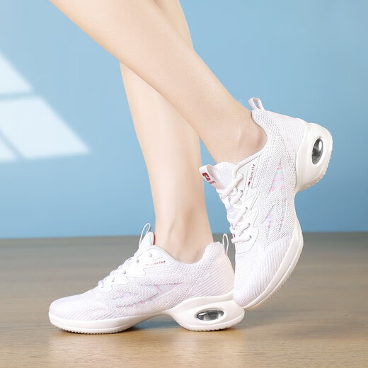Harromans neue Tanzschuhe für Frauen weicher Sohle fliegendes Netz weiche Rindfleisch Sehne Sohle Tanzschuhe Sailor Jazz Tanzschuhe für Frauen 229 Weiß 38