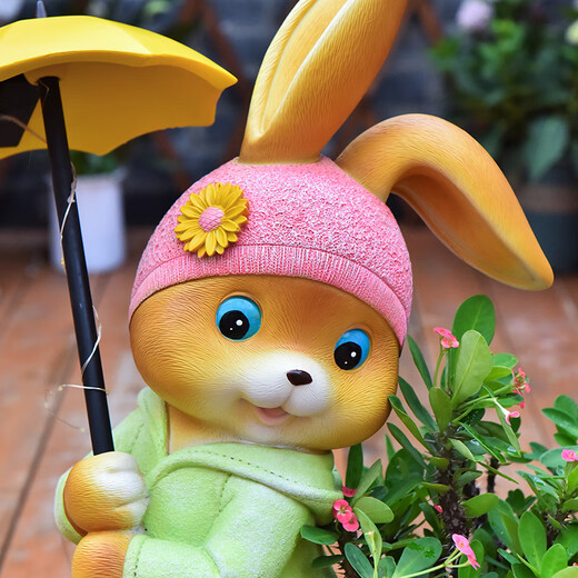 Yimingyuan Garden Decorative Courtyard Ornaments Outdoor Cartoon Rabbit Flowerpot Park Lawn Creative Simulation Animal Landscape Sculpture H20537