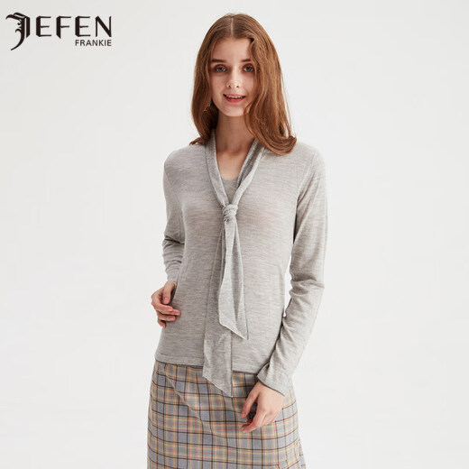JEFEN/Giffen 2019 shopping mall same style autumn and winter new streamer knitted pullover women's 1G gray L