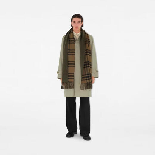 博柏利（BURBERRY）【新品】围巾男女 双面两用格纹羊绒围巾