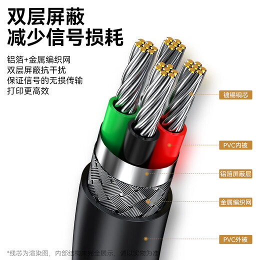 Shengwei (shengwei) printer data cable USB2.0 high-speed printing cable power interface connection cable universal HP HP Canon Epson printer cable black 3 meters AUB1030G