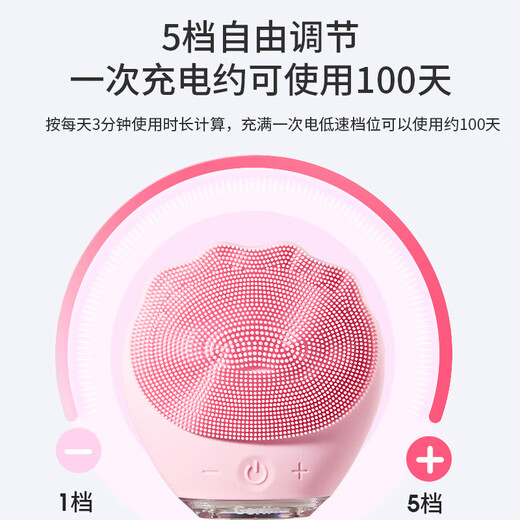 Gerllo Facial Cleansing Instrument Electric Pore Cleansing Facial Washing Instrument as a Birthday Gift for My Girlfriend Pink High Frequency Vibration 5-level Adjustment